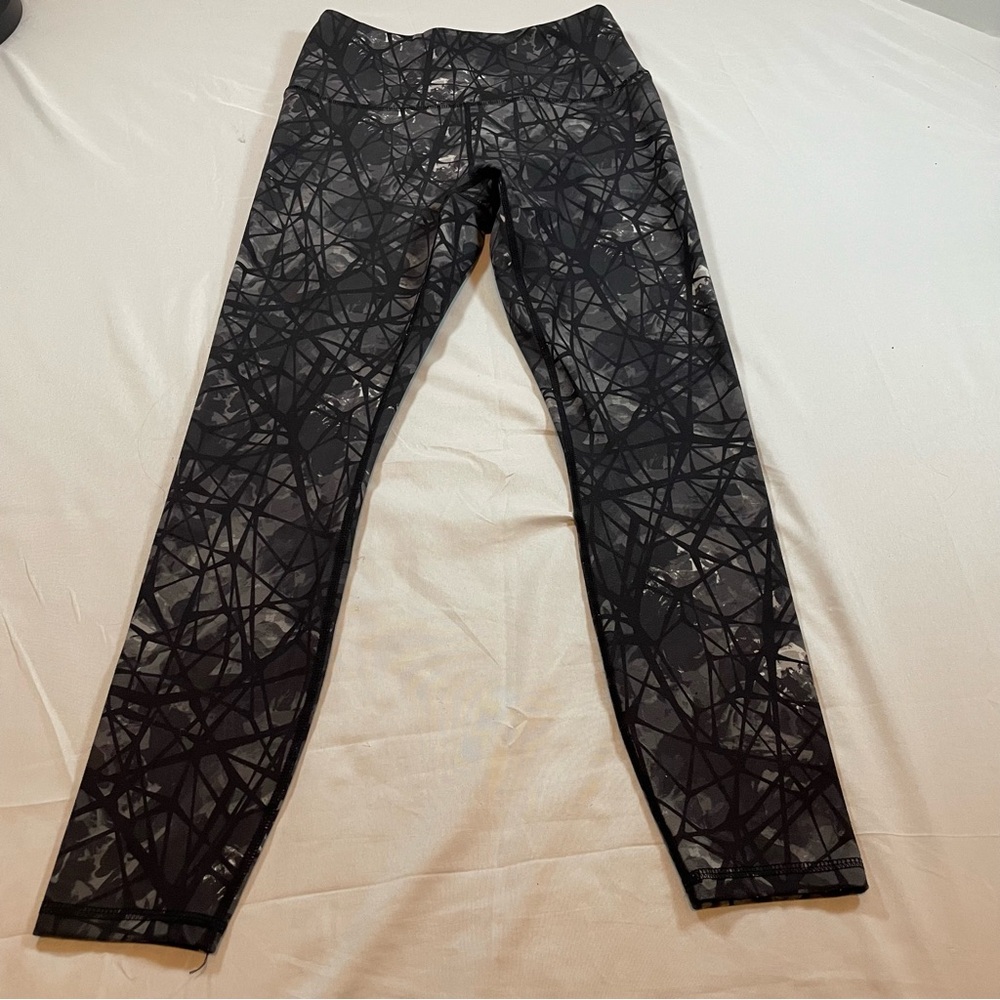 Spyder Active Womens Small Black Grey Geometric Print Leggings Yoga‎ Pants